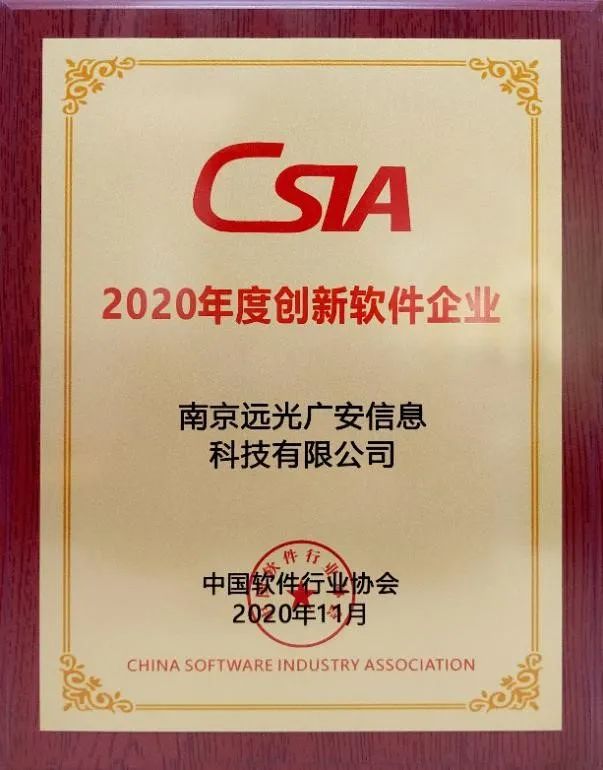 远光广安荣获“2020年度创新软件企业”奖